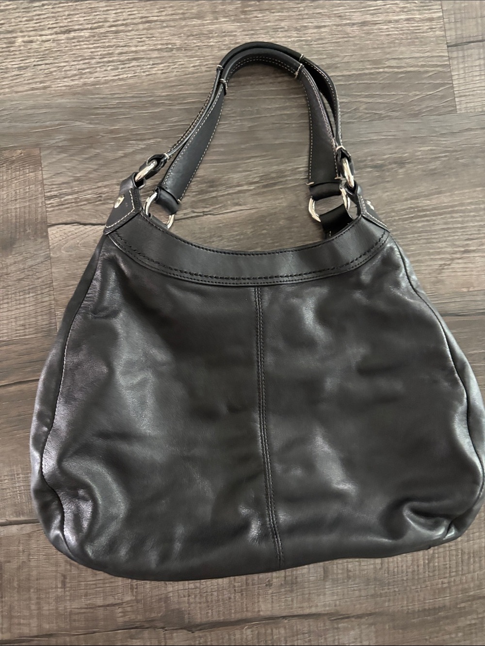 Coach Large SoHo Lynn Hobo Bag Leather Shoulder Handbag Purse Black Pre-Owned - Picture 2 of 15